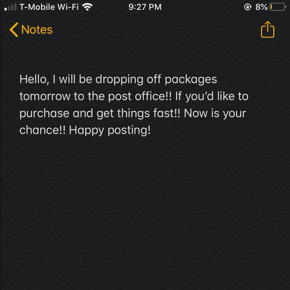 POST OFFICE TOMORROW!